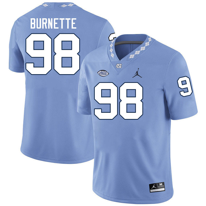 #98 Noah Burnette North Carolina Tar Heels Jerseys,Apparels,Uniforms Stitched-Carolina Blue